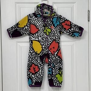 Burton Fleece Infant Bodysuit Colorful Leaves Birds Polka Dots Hooded 3-6M